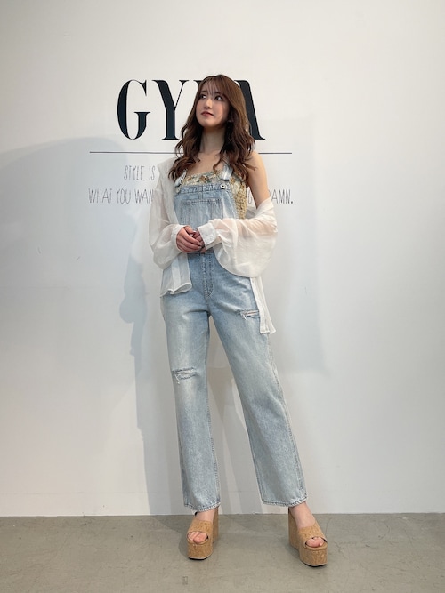 GYDA ライトブルー コットンオーバーオール XS GYDA（ジェイダ）の「SIDE RIPPEDスキニーデニムサロペ
