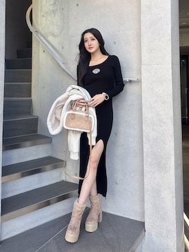 「アイテム（ダウンジャケット/コート）」を使った、maiさん（レディース・167cm）の冬コーディネート