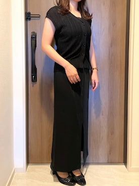 「N.（N. Natural Beauty Basic）（エヌエヌナチュラルビューティーベーシック）のアイテム（ニット/セーター、ブラック系）」を使った、chioriさん（レディース・156cm）の秋コーディネート