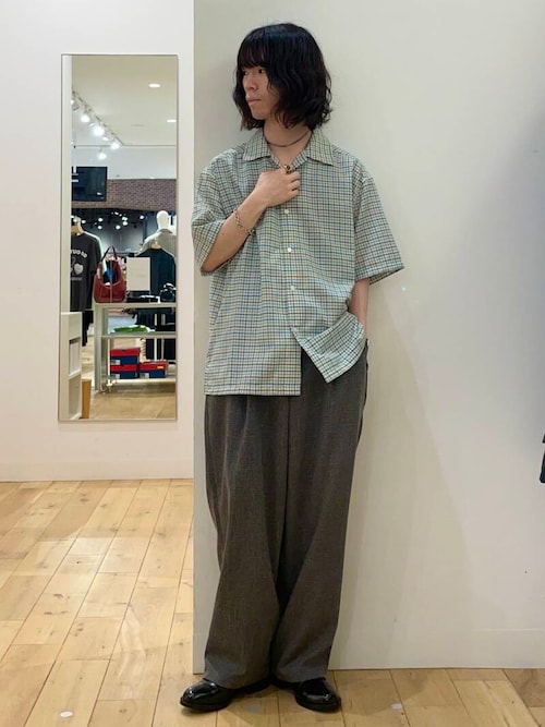 チェックオープンカラーショートスリーブシャツ