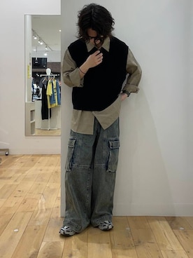 「アイテム（ベスト）」を使った、にしはらさん（メンズ・169cm）の夏コーディネート