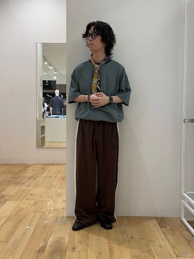 「アイテム（バンダナ/スカーフ）」を使った、にしはらさん（メンズ・169cm）の夏コーディネート