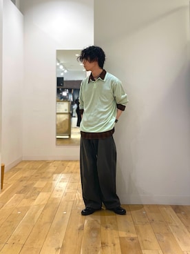「SENSE OF PLACE by URBAN RESEARCH(センスオブプレイスバイアーバンリサーチ)のマドラスチェックロングスリーブシャツ(シャツ/ブラウス、ブラウン系)」を使った、にしはらさん(メンズ・169cm)の春コーディネート