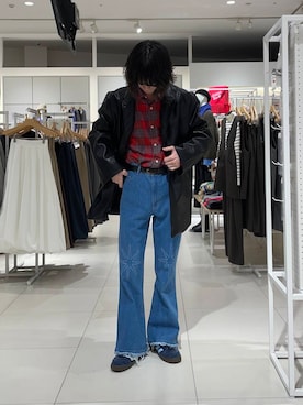 「フリンジ」｜「アイテム（ジャケット/アウター）」を使った、にしはらさん（メンズ・169cm）の冬コーディネート