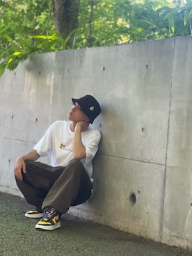 「FR2（エフアールツー）のアイテム（帽子）」を使った、tAiGaさん（メンズ・180cm）の夏コーディネート