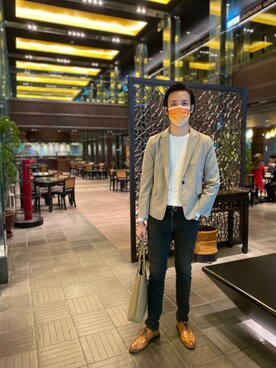 「NET（ネット）のアイテム（バッグ）」を使った、wesleycwlinさん（メンズ・184cm）の秋コーディネート