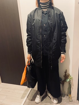 「アイテム（MA-1）」を使った、mayacoroさん（レディース・163cm）の冬コーディネート