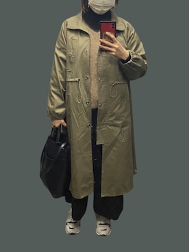 「アイテム（ステンカラーコート）」を使った、mayacoroさん（レディース・163cm）の冬コーディネート
