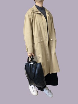 「モックネック」｜「アイテム（その他アウター）」を使った、mayacoroさん（レディース・163cm）の春コーディネート