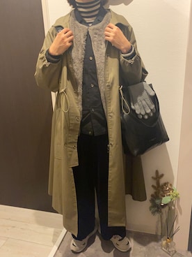「ファーベスト」｜「アイテム（ステンカラーコート）」を使った、mayacoroさん（レディース・163cm）の冬コーディネート