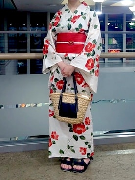 「アイテム（浴衣）」を使った、hisuinoookamiさん（レディース・152cm）の秋コーディネート