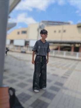CLEL】Foil Print Double Knee Denim Pants / 箔プリント ダブルニー