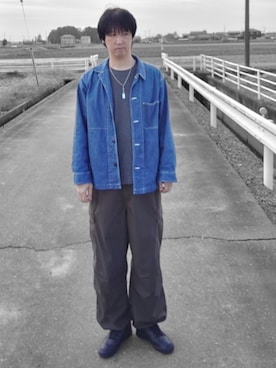 「アイテム（カバーオール）」を使った、けんさん（メンズ・188cm）の秋コーディネート