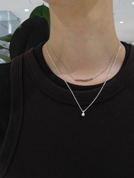 「TEN.（テン）の【ZOZO限定】SILVER925 バロックネックレス（ネックレス、シルバー系）」を使った、manaさん（レディース・158cm）の夏コーディネート
