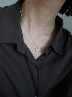 「TEN.（テン）のSILVER925 ハートシルフィウムネックレス（ネックレス、シルバー系）」を使った、manaさん（レディース・158cm）の春コーディネート