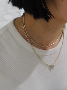 「TEN.（テン）のSILVER925 カンダマントネックレス（ネックレス、シルバー系）」を使った、manaさん（レディース・158cm）の春コーディネート