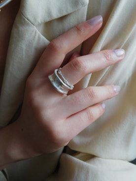 「TEN.（テン）のSILVER925 ファネルリング（リング、ホワイト系）」を使った、manaさん（レディース・158cm）の春コーディネート