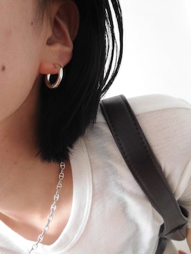 「TEN.（テン）のSILVER925 ロールピアス（ピアス（両耳用）、シルバー系）」を使った、manaさん（レディース・158cm）の春コーディネート