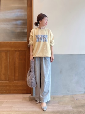 「アイテム（トートバッグ）」を使った、にわまりこさん（レディース・151cm）の秋コーディネート