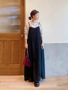 「キャミワンピ」｜にわまりこさん（レディース・151cm）の秋コーディネート