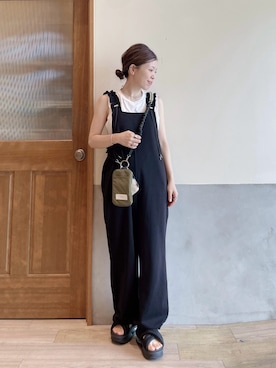 「CIAOPANIC TYPY（チャオパニックティピー）の:エコBAG付きマルチウェイショルダーBAG（ショルダーバッグ、グリーン系）」を使った、にわまりこさん（レディース・151cm）の夏コーディネート
