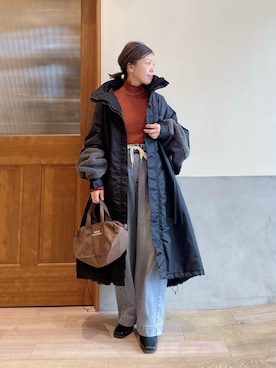 「アイテム（モッズコート）」を使った、にわまりこさん（レディース・151cm）の冬コーディネート