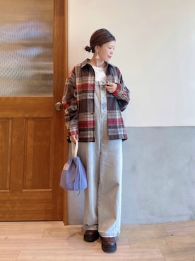「秋コーデ」｜「アイテム（オールインワン・サロペット）」を使った、にわまりこさん（レディース・151cm）の秋コーディネート