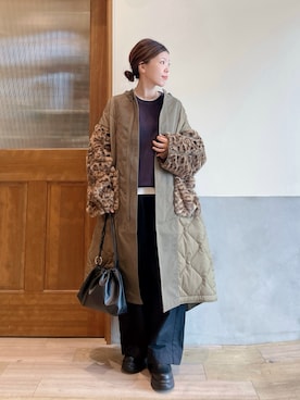 「アイテム（モッズコート）」を使った、にわまりこさん（レディース・151cm）の秋コーディネート