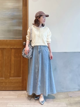 「CIAOPANIC TYPY（チャオパニックティピー）のアイテム（キャップ）」を使った、にわまりこさん（レディース・151cm）の春コーディネート