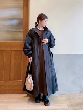 「アイテム（モッズコート）」を使った、にわまりこさん（レディース・151cm）の秋コーディネート