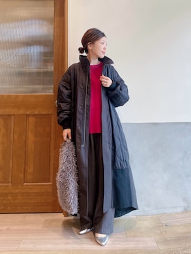 「CIAOPANIC TYPY（チャオパニックティピー）のアイテム（スラックス）」を使った、にわまりこさん（レディース・151cm）の冬コーディネート