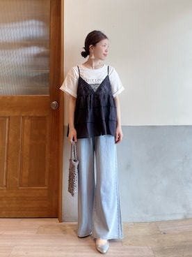 「CIAOPANIC TYPY（チャオパニックティピー）のアイテム」を使った、にわまりこさん（レディース・151cm）の夏コーディネート