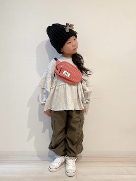 「アイテム（帽子）」を使った、にわまりこさん（キッズ・110cm）の秋コーディネート