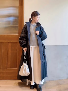 「アイテム（モッズコート）」を使った、にわまりこさん（レディース・151cm）の秋コーディネート