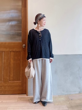 「CIAOPANIC TYPY（チャオパニックティピー）の【新色追加】【lil】アソートデザインスカーフ（バンダナ/スカーフ）」を使った、にわまりこさん（レディース・151cm）の秋コーディネート