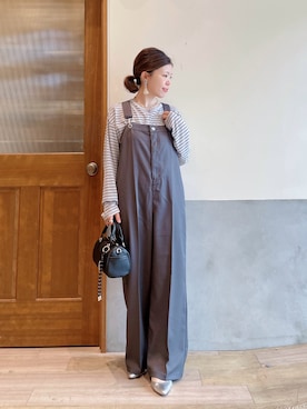 「CIAOPANIC TYPY（チャオパニックティピー）の【新色追加】2WAYシアーヘンリーネックTEE（Tシャツ/カットソー、グレー系）」を使った、にわまりこさん（レディース・151cm）の春コーディネート