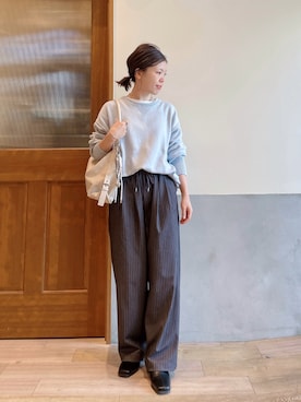 「アイテム（スラックス）」を使った、にわまりこさん（レディース・151cm）の冬コーディネート