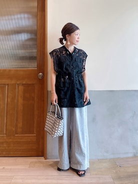 「アイテム（リング、グレー系）」を使った、にわまりこさん（レディース・151cm）の夏コーディネート