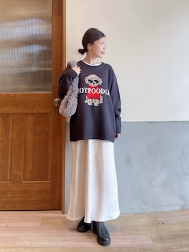 「CIAOPANIC TYPY（チャオパニックティピー）のアイテム（トートバッグ）」を使った、にわまりこさん（レディース・151cm）の冬コーディネート