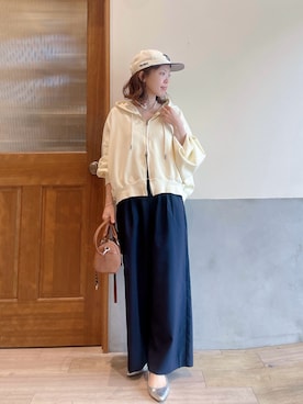 「CIAOPANIC TYPY（チャオパニックティピー）の【オケージョン対応可能】ilパールマンテルネックレス（ネックレス、ゴールド系）」を使った、にわまりこさん（レディース・151cm）の春コーディネート