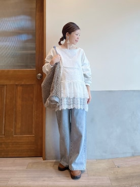 「etsinta（エシンタ）のアイテム」を使った、にわまりこさん（レディース・151cm）の秋コーディネート