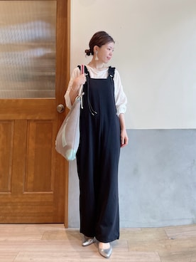 「アイテム（つなぎ/オールインワン）」を使った、にわまりこさん（レディース・151cm）の夏コーディネート