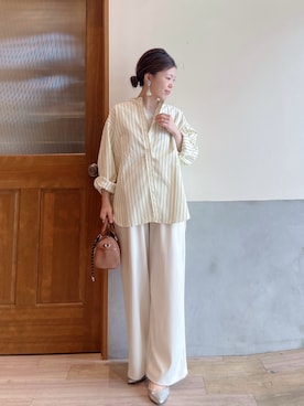 「CIAOPANIC TYPY（チャオパニックティピー）の【販売枚数13万枚突破!!】＜抗菌防臭＞2WAY配色タンクトップ（タンクトップ、グレー系）」を使った、にわまりこさん（レディース・151cm）の春コーディネート