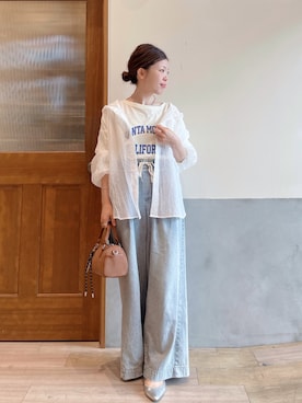 「CIAOPANIC TYPY（チャオパニックティピー）のアイテム（パンツ）」を使った、にわまりこさん（レディース・151cm）の春コーディネート