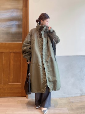 「スラックスパンツ」｜「アイテム（モッズコート）」を使った、にわまりこさん（レディース・151cm）の冬コーディネート