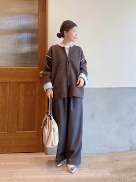 「CIAOPANIC TYPY（チャオパニックティピー）のアイテム（トートバッグ）」を使った、にわまりこさん（レディース・151cm）の冬コーディネート