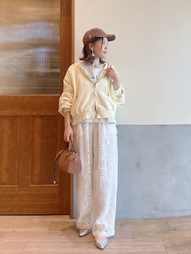 「CIAOPANIC TYPY（チャオパニックティピー）のアイテム（キャップ）」を使った、にわまりこさん（レディース・151cm）の春コーディネート