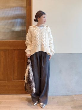 「CIAOPANIC TYPY（チャオパニックティピー）のアイテム（トートバッグ）」を使った、にわまりこさん（レディース・151cm）の冬コーディネート