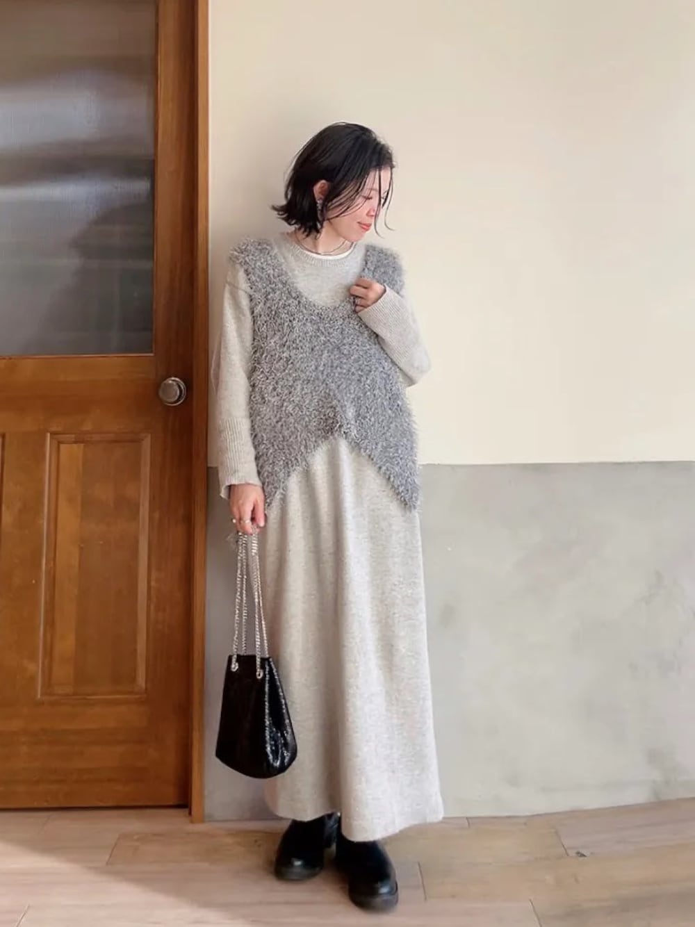 ≪PON企画≫ウール混クルーネックニットワンピース（ワンピース