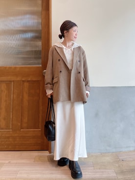 「アイテム（トートバッグ）」を使った、にわまりこさん（レディース・151cm）の秋コーディネート